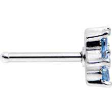 将图片加载到图库查看器，18G 1/4 Aqua Blue and Clear Cubic Zirconia Gem Flower Nose Bone
