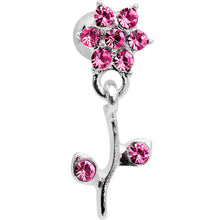 Load image into Gallery viewer, 16G 1/4 Pink Gem  Flower Dangle Cartilage Tragus Earring
