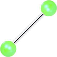 Load image into Gallery viewer, Matte Iridescent Neon Green 6mm Acrylic Ball Barbell Tongue Ring
