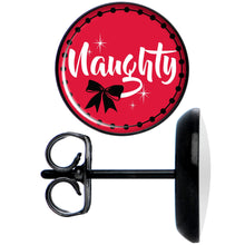 将图片加载到图库查看器，Red Holiday Naught Nice Black Stud Earrings
