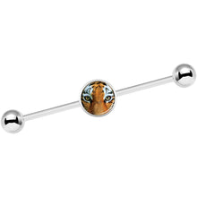 Load image into Gallery viewer, 14G Full Color Tiger Eyes Industrial Barbell 37mm
