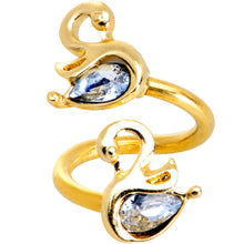Load image into Gallery viewer, Clear Gem Gold PVD Twin Swans Spiral Twister Belly Ring
