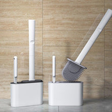 将图片加载到图库查看器，Wall Hanging Toilet Brush with Holder Set Silicone Bristles For Floor Bathroom Cleaning Toilet Brush And Holder Set Wall-Hanging Landing Toilet Bowl Brush Household Hotel Cleaner With Small Brush For Bathroom
