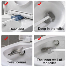 将图片加载到图库查看器，Wall Hanging Toilet Brush with Holder Set Silicone Bristles For Floor Bathroom Cleaning Toilet Brush And Holder Set Wall-Hanging Landing Toilet Bowl Brush Household Hotel Cleaner With Small Brush For Bathroom

