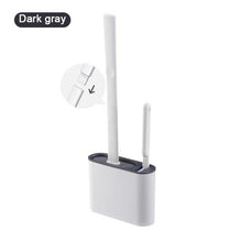 将图片加载到图库查看器，Wall Hanging Toilet Brush with Holder Set Silicone Bristles For Floor Bathroom Cleaning Toilet Brush And Holder Set Wall-Hanging Landing Toilet Bowl Brush Household Hotel Cleaner With Small Brush For Bathroom
