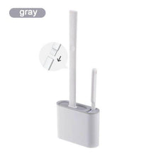 将图片加载到图库查看器，Wall Hanging Toilet Brush with Holder Set Silicone Bristles For Floor Bathroom Cleaning Toilet Brush And Holder Set Wall-Hanging Landing Toilet Bowl Brush Household Hotel Cleaner With Small Brush For Bathroom
