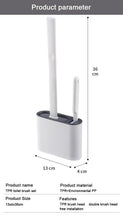 将图片加载到图库查看器，Wall Hanging Toilet Brush with Holder Set Silicone Bristles For Floor Bathroom Cleaning Toilet Brush And Holder Set Wall-Hanging Landing Toilet Bowl Brush Household Hotel Cleaner With Small Brush For Bathroom
