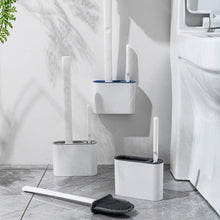 将图片加载到图库查看器，Wall Hanging Toilet Brush with Holder Set Silicone Bristles For Floor Bathroom Cleaning Toilet Brush And Holder Set Wall-Hanging Landing Toilet Bowl Brush Household Hotel Cleaner With Small Brush For Bathroom
