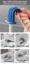 将图片加载到图库查看器，Wall Hanging Toilet Brush with Holder Set Silicone Bristles For Floor Bathroom Cleaning Toilet Brush And Holder Set Wall-Hanging Landing Toilet Bowl Brush Household Hotel Cleaner With Small Brush For Bathroom
