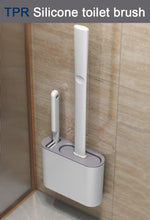 将图片加载到图库查看器，Wall Hanging Toilet Brush with Holder Set Silicone Bristles For Floor Bathroom Cleaning Toilet Brush And Holder Set Wall-Hanging Landing Toilet Bowl Brush Household Hotel Cleaner With Small Brush For Bathroom
