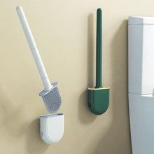 将图片加载到图库查看器，Wall-Mounted Silicone Toilet Brush Wash Toilet Accessories With Holder Soft Bristles Brushes Set Bathroom Cleaning Tool Toilet Brush Set Silicone Toilet Brush With Holder Wall Mounted With Toilet Bowl Brush And Holder Bendable Brush Head Holder
