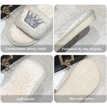 Load image into Gallery viewer, Warm Fluffy Slippers Women Faux Fur Slipper Indoor Floor Slides Flat Soft Furry House Warm Comfortable Fuzzy Furry Bedroom Slippers Indoor Cozy Memory Foam Anti-Slip Flip Flops
