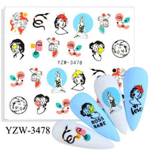 将图片加载到图库查看器，Water Decal Nail Art Decorations Nail Sticker Tattoo Full Cover Beauty Decals Manicure Supplies Accessories  Women Kids Girls Manicure Decoration Nail Art Supplies 3D Self-Adhesive Nail Decals Designer Nail Stickers for Acrylic Nails
