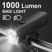 将图片加载到图库查看器，Waterproof Bike Light Set USB High/Low Beam Bicycle Lamp Headlight LED Cycling Flashlight Super Bright Bicycle Front Headlight 5 Light Modes Large Capacity Battery With Power Bank Function 1000 Lumen

