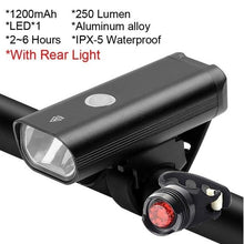 将图片加载到图库查看器，Waterproof Bike Light Set USB High/Low Beam Bicycle Lamp Headlight LED Cycling Flashlight Super Bright Bicycle Front Headlight 5 Light Modes Large Capacity Battery With Power Bank Function 1000 Lumen
