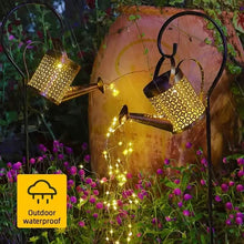 Load image into Gallery viewer, Waterproof Copper Solar Watering Can Light
