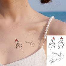 将图片加载到图库查看器，Waterproof Temporary Tattoo Lavender Stickers Butterfly Flower Luxury Small Tattoo For Body Arm
