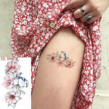 将图片加载到图库查看器，Waterproof Temporary Tattoo Lavender Stickers Butterfly Flower Luxury Small Tattoo For Body Arm
