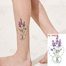 将图片加载到图库查看器，Waterproof Temporary Tattoo Lavender Stickers Butterfly Flower Luxury Small Tattoo For Body Arm
