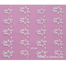将图片加载到图库查看器，Waterproof Water Transfer Nails Art Sticker Fashion 3D Flower Design Girl And Women Manicure Tools Nail Decoration Decals Decorations Luxurious Nail Art Decoration White Feather Lace Flower Leaf Carving Design Exquisite Pattern Nail Art Supplies
