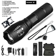 Load image into Gallery viewer, Waterproof Z45 Led Flashlight Ultra Bright Waterproof MINI Torch T6/L2/V6 zoomable 5 Modes 18650 rechargeable Battery for camping tactica Led Mini Water-Resistant Torch Light For Indoor &amp; Outdoor Camping Hiking Accessories Gear
