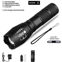 Load image into Gallery viewer, Waterproof Z45 Led Flashlight Ultra Bright Waterproof MINI Torch T6/L2/V6 zoomable 5 Modes 18650 rechargeable Battery for camping tactica Led Mini Water-Resistant Torch Light For Indoor &amp; Outdoor Camping Hiking Accessories Gear
