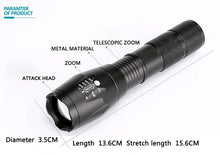 Load image into Gallery viewer, Waterproof Z45 Led Flashlight Ultra Bright Waterproof MINI Torch T6/L2/V6 zoomable 5 Modes 18650 rechargeable Battery for camping tactica Led Mini Water-Resistant Torch Light For Indoor &amp; Outdoor Camping Hiking Accessories Gear
