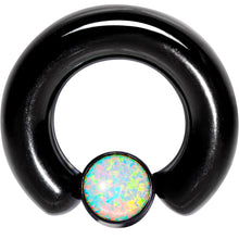 Load image into Gallery viewer, 2G 9/16 White Faux Opal 8mm Disc Black IP BCR Captive Ring
