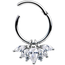 Load image into Gallery viewer, 16G 3/8 Clear Gem Blooming Hinged Segment Ring
