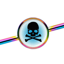 Load image into Gallery viewer, 14G Blue Rainbow Skull Rainbow Industrial Barbell 37mm
