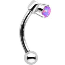 Load image into Gallery viewer, 5/16 Purple Synthetic Opal Fashionista Curved Eyebrow Ring
