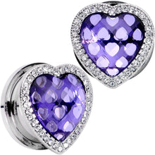 Load image into Gallery viewer, Clear Purple Gem Hug Your Heart Screw Fit Plug Set 6mm to 22mm
