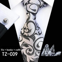 Load image into Gallery viewer, Wedding Bridegroom Floral Print Silk Necktie With Cufflinks Set Fashion High Quality Necktie Set For Men
