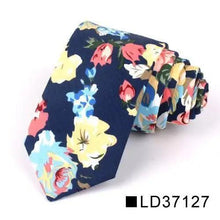 Load image into Gallery viewer, Wedding Men Floral Tie Skinny Cotton Casual Neck Tie Elegant Neckties Flower Print Fashionable Design
