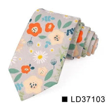 Load image into Gallery viewer, Wedding Men Floral Tie Skinny Cotton Casual Neck Tie Elegant Neckties Flower Print Fashionable Design
