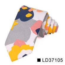 Load image into Gallery viewer, Wedding Men Floral Tie Skinny Cotton Casual Neck Tie Elegant Neckties Flower Print Fashionable Design
