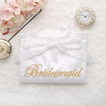 Load image into Gallery viewer, Wedding Satin Bride Robe Elegant Golden Bridesmaid Casual Short Women Nightwear Comfortable Sleepwear
