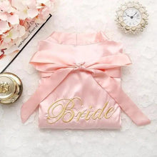Load image into Gallery viewer, Wedding Satin Bride Robe Elegant Golden Bridesmaid Casual Short Women Nightwear Comfortable Sleepwear
