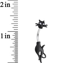 Load image into Gallery viewer, Clear Gem Sleek Black Cat Double Mount Belly Ring
