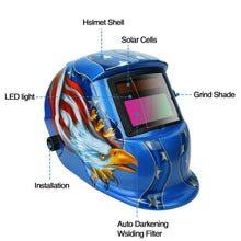 Load image into Gallery viewer, Welding Helmet Solar Powered Auto Darkening Hood with Adjustable Wide Shade
