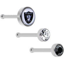 将图片加载到图库查看器，20G Licensed NFL Oakland Raiders Logo Nose Bone 3 Pack Set
