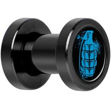 Load image into Gallery viewer, Blue Grenade Black Anodized Screw Fit Plug Set 4G
