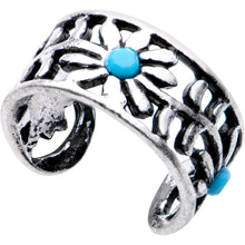 将图片加载到图库查看器，Blue Orb Flower Halo Toe Ring
