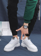 将图片加载到图库查看器，White Leather Sneakers For Men Breathable Casual Walking Sports Running Shoes Outdoor Travel Fitness Sneakers Comfortable Casual Shoes Outdoor Men Sneakers
