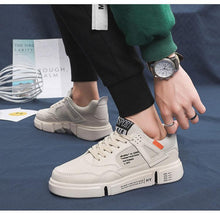 将图片加载到图库查看器，White Leather Sneakers For Men Breathable Casual Walking Sports Running Shoes Outdoor Travel Fitness Sneakers Comfortable Casual Shoes Outdoor Men Sneakers

