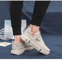 将图片加载到图库查看器，White Leather Sneakers For Men Breathable Casual Walking Sports Running Shoes Outdoor Travel Fitness Sneakers Comfortable Casual Shoes Outdoor Men Sneakers
