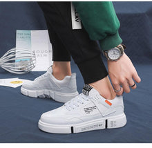 将图片加载到图库查看器，White Leather Sneakers For Men Breathable Casual Walking Sports Running Shoes Outdoor Travel Fitness Sneakers Comfortable Casual Shoes Outdoor Men Sneakers
