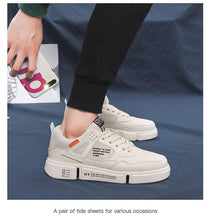 将图片加载到图库查看器，White Leather Sneakers For Men Breathable Casual Walking Sports Running Shoes Outdoor Travel Fitness Sneakers Comfortable Casual Shoes Outdoor Men Sneakers
