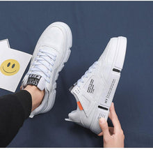 将图片加载到图库查看器，White Leather Sneakers For Men Breathable Casual Walking Sports Running Shoes Outdoor Travel Fitness Sneakers Comfortable Casual Shoes Outdoor Men Sneakers

