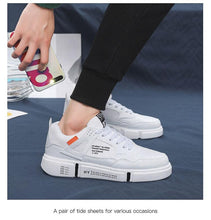 将图片加载到图库查看器，White Leather Sneakers For Men Breathable Casual Walking Sports Running Shoes Outdoor Travel Fitness Sneakers Comfortable Casual Shoes Outdoor Men Sneakers
